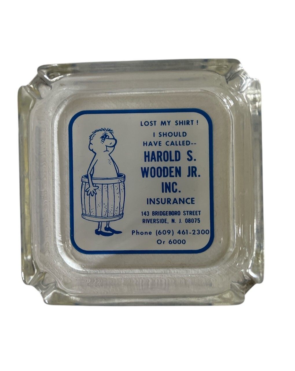 Vintage Harold S. Wooden Jr Inc Insurance Advertising Ashtray Riverside, NJ Vintage Harold S. Wooden Jr Inc Insurance Advertising Ashtray Riverside, NJ