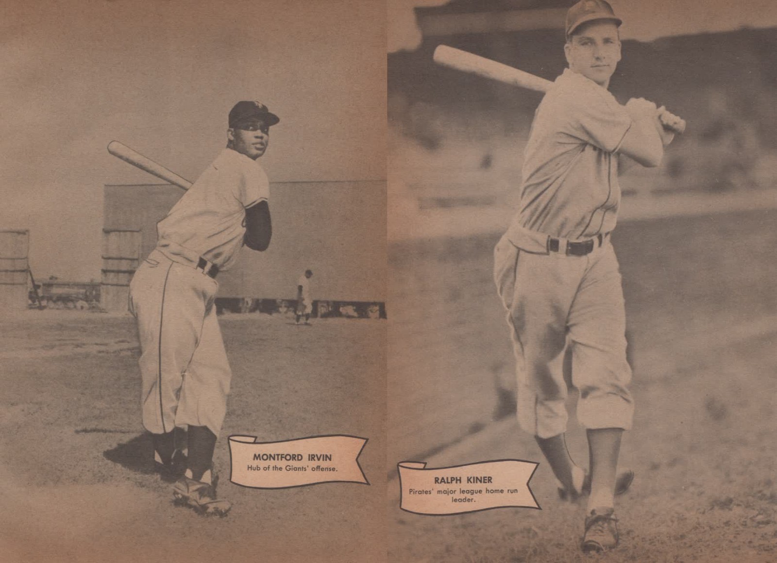 1951 Monte Irvin Giants Ralph Kiner Pittsburgh Pirates Baseball Photo Page 5x7 1951 Monte Irvin Giants Ralph Kiner Pittsburgh Pirates Baseball Photo Page 5x7
