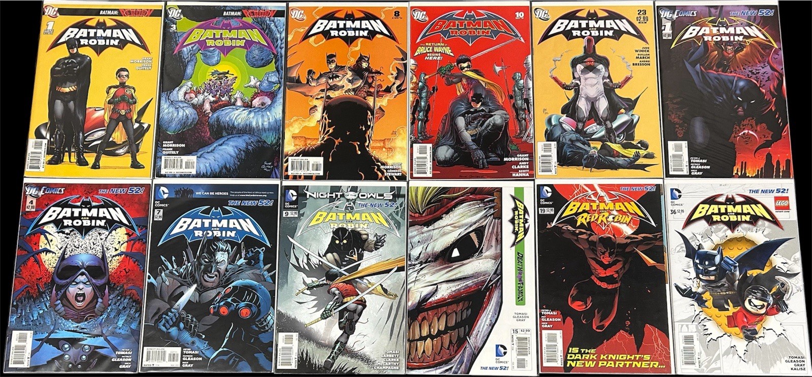 Batman and Robin Vol 1 & Vol 2 VF-VF/NM Lot of 12 New 52 Professor Pyg 2009-2014 Batman and Robin Vol 1 & Vol 2 VF-VF/NM Lot of 12 New 52 Professor Pyg 2009-2014