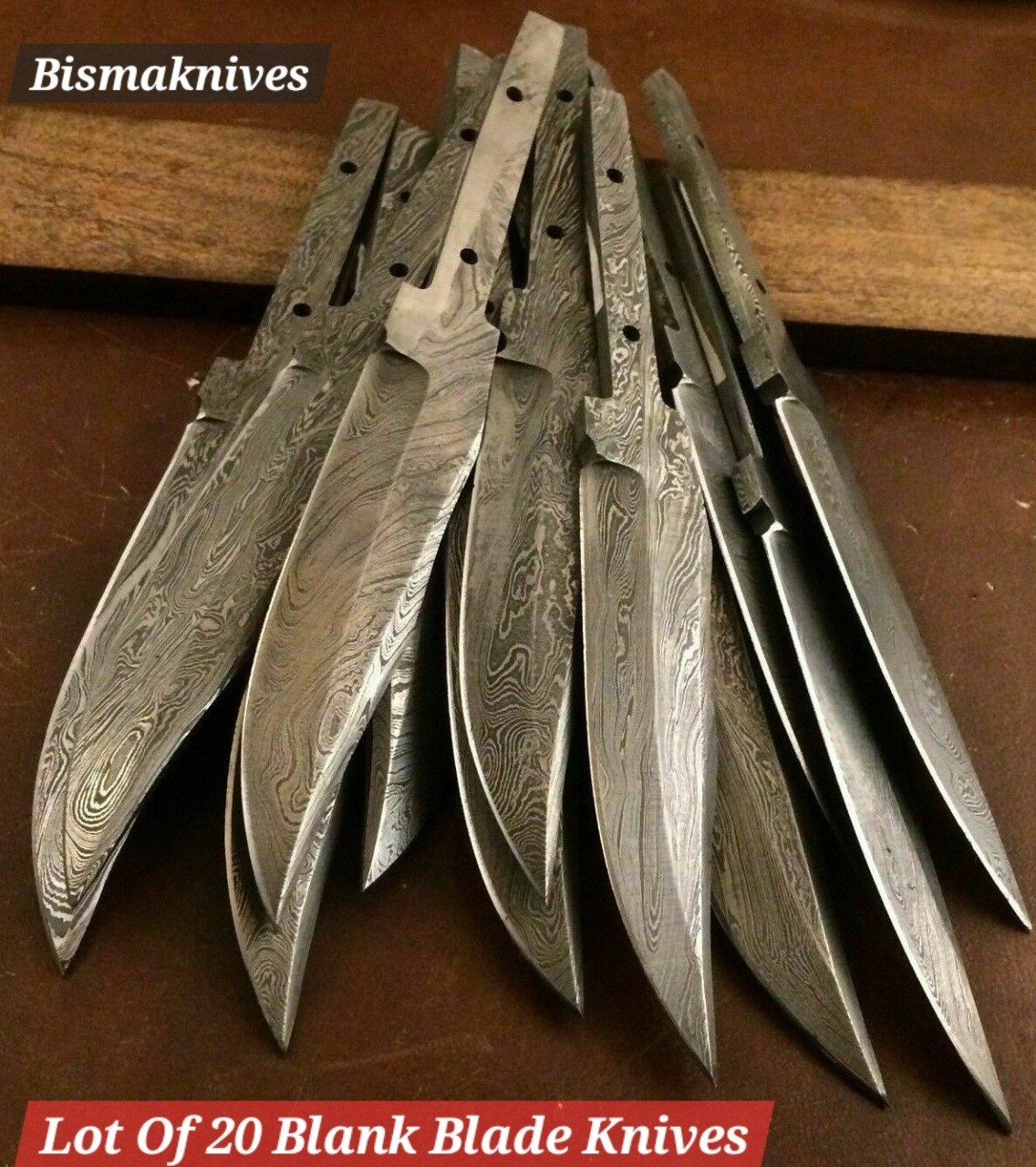 Lot of 20 HANDMADE DAMASCUS STEEL BLANK BLADE SKINNER HUNTING KNIVES 7 INCHES Lot of 20 HANDMADE DAMASCUS STEEL BLANK BLADE SKINNER HUNTING KNIVES 7 INCHES