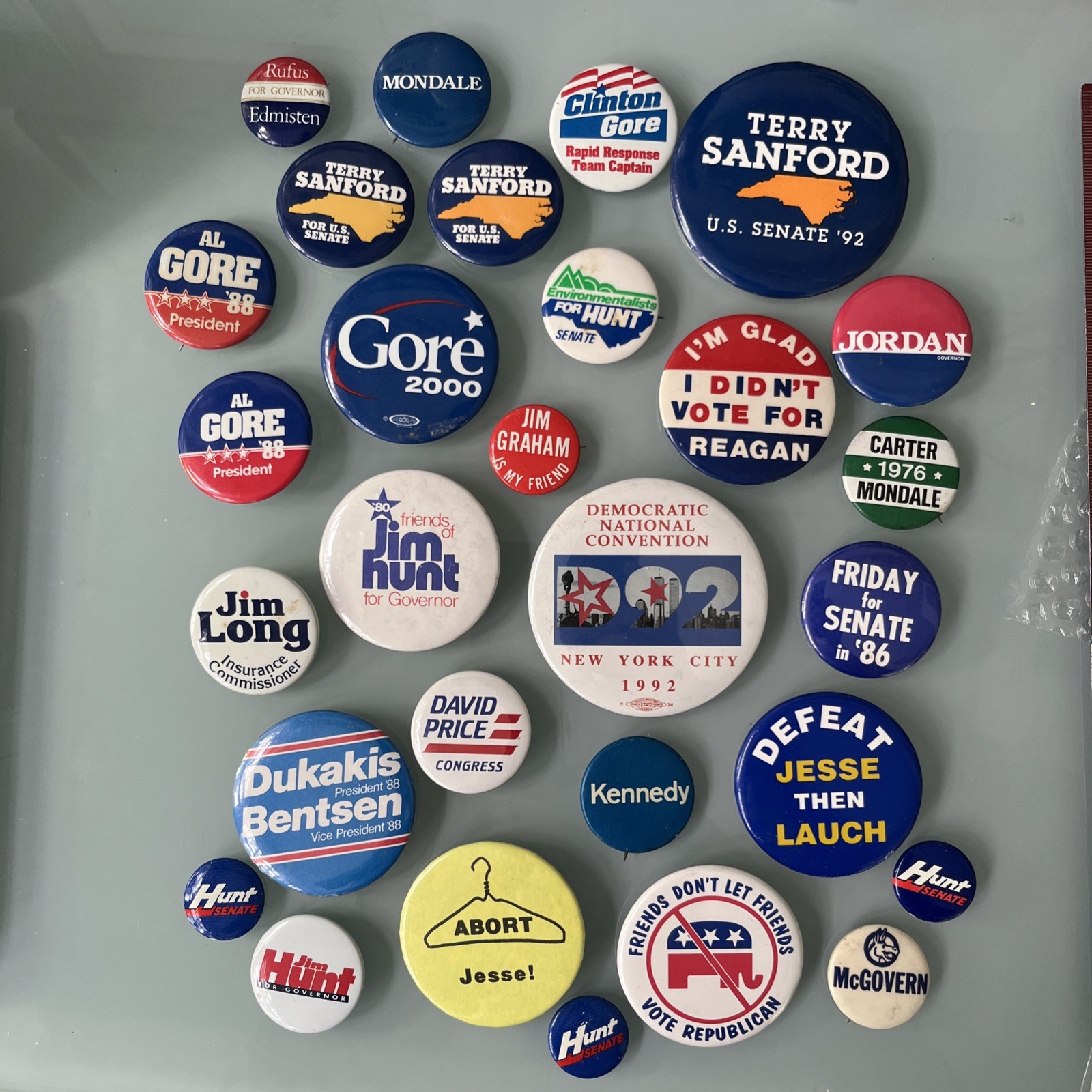 Lot of 29 Political Campaign Pinback Buttons, North Carolina & National Dems Lot of 29 Political Campaign Pinback Buttons, North Carolina & National Dems