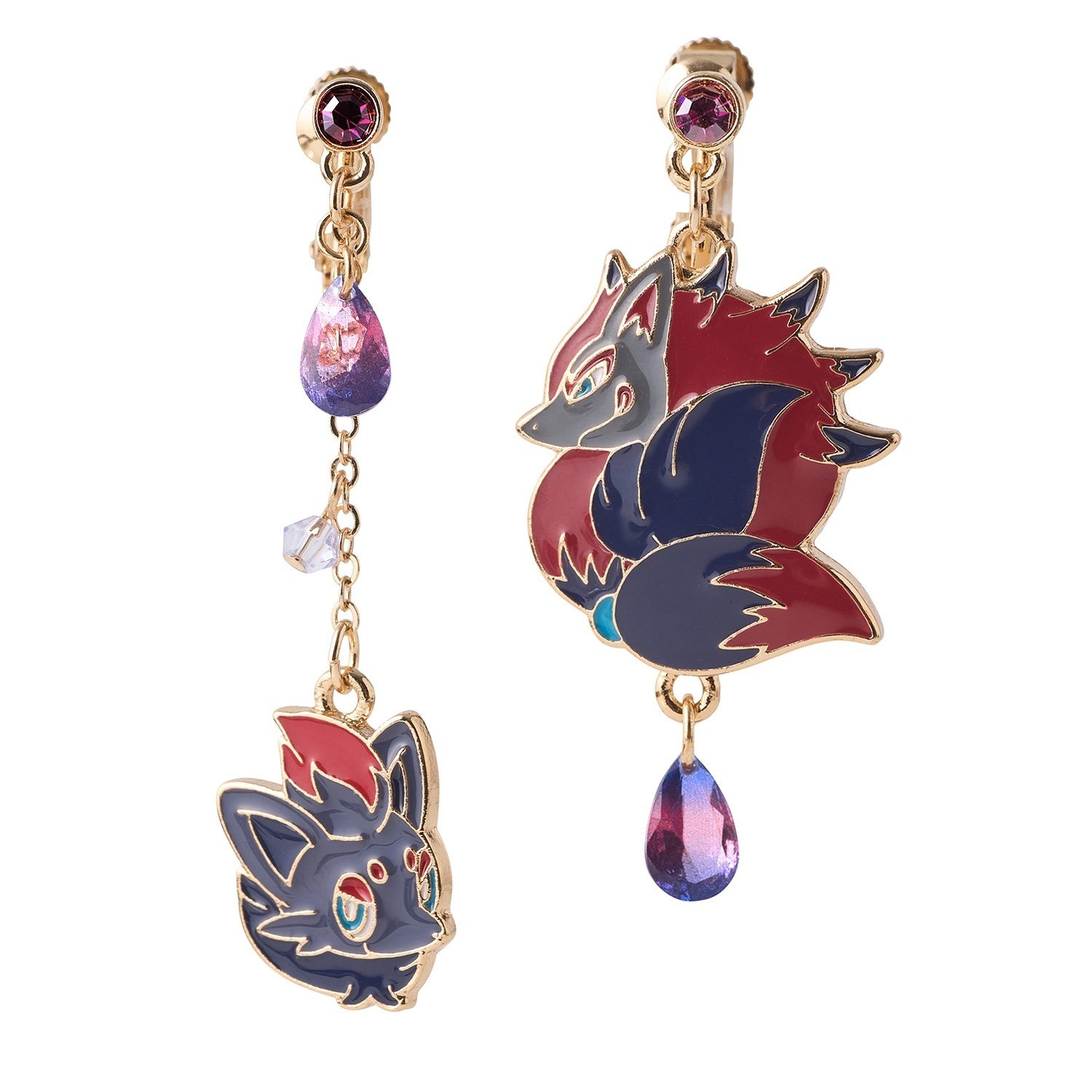 2026 Halloween Pokemon Center Zorua & Zoroark Stud Earrings Gradient Bead 2.0"H