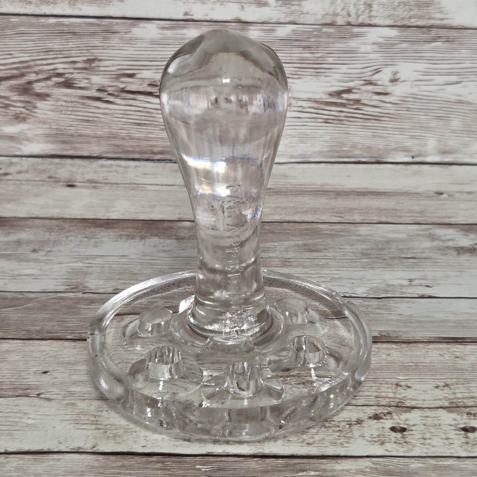 Antique Glass Flower Frog Pre-1920 Rare Handle With 6 Holes Antique Glass Flower Frog Pre-1920 Rare Handle With 6 Holes