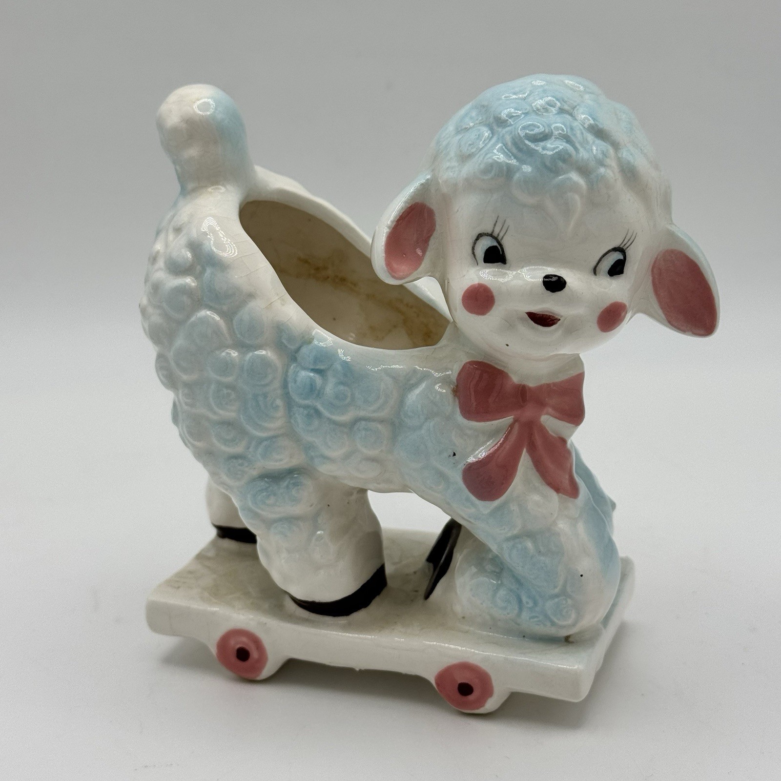 Vintage Ceramic Lamb Sheep Planter Pastel Pink Blue Shafford Japan Vintage Ceramic Lamb Sheep Planter Pastel Pink Blue Shafford Japan