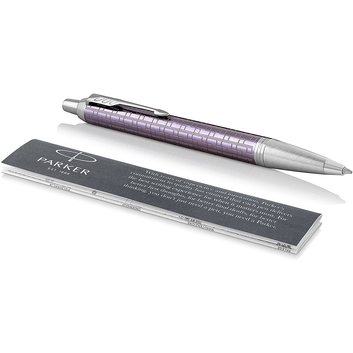 Parker IM Ballpoint Pen, Premium Dark Violet and Chrome with Medium Blue Ink