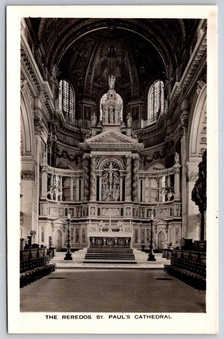 The Reredos St. Paul\'s Cathedral London England RPPC Real Photo Postcard VTG