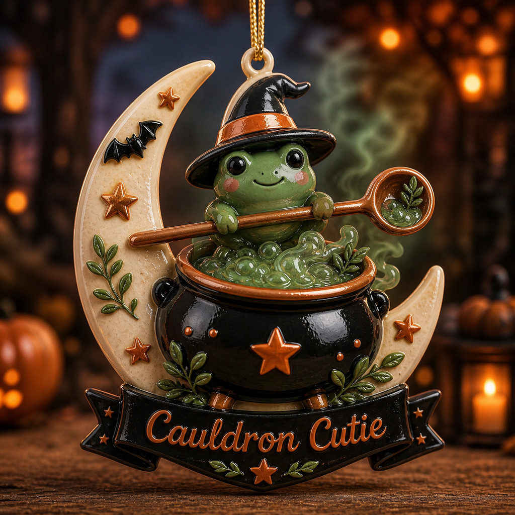 Halloween Ornament Frog Witch Cauldron Acrylic Tree Hanging Halloween Ornament Frog Witch Cauldron Acrylic Tree Hanging