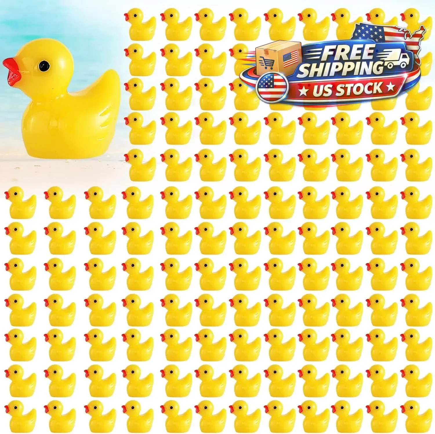 130 Pcs Luminous Mini Resin Ducks Tiny Glow in the Dark Duck Micro