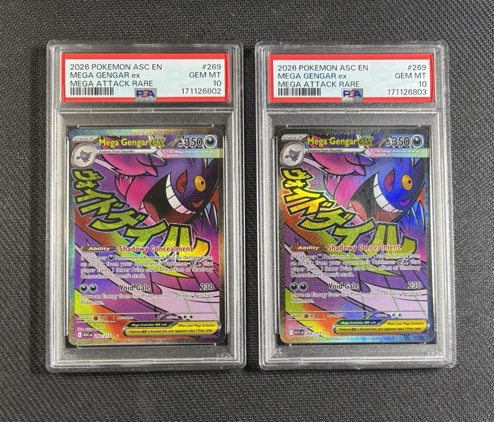2 x Pokémon Lot GENGAR Mega Attack Rare ex Ascended Heroes 269 PSA 10 Sequential 2 x Pokémon Lot GENGAR Mega Attack Rare ex Ascended Heroes 269 PSA 10 Sequential