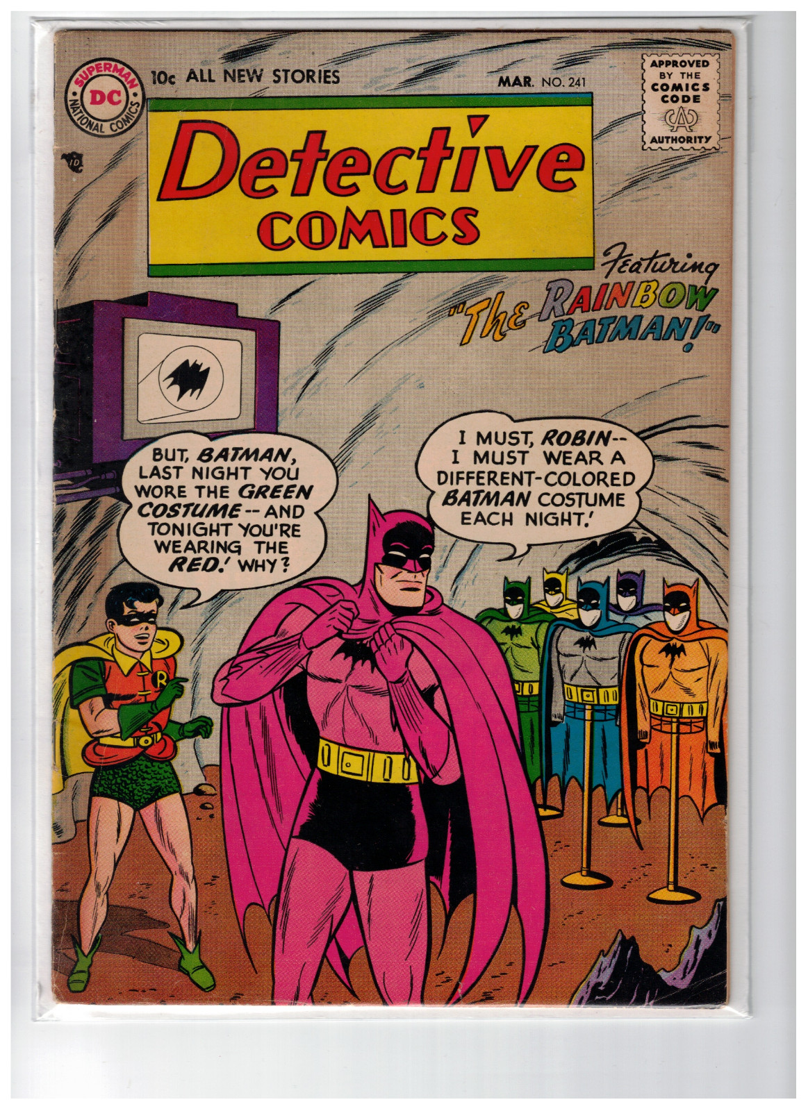 Nice Vtg 1957 DETECTIVE COMICS #241 Classic Rainbow Batman SILVER AGE DC COMIC Nice Vtg 1957 DETECTIVE COMICS #241 Classic Rainbow Batman SILVER AGE DC COMIC