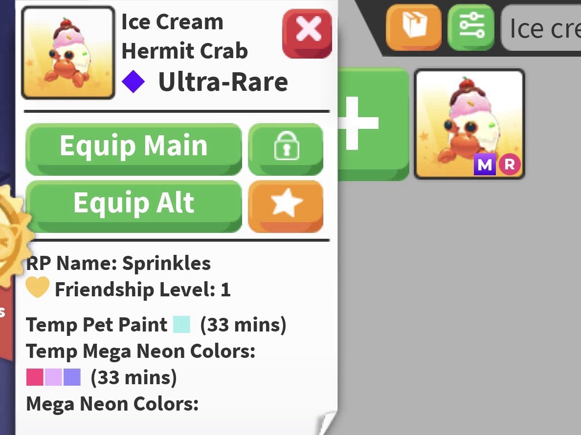 Ice Cream Hermit Crab MR- Adopt Me Ice Cream Hermit Crab MR- Adopt Me