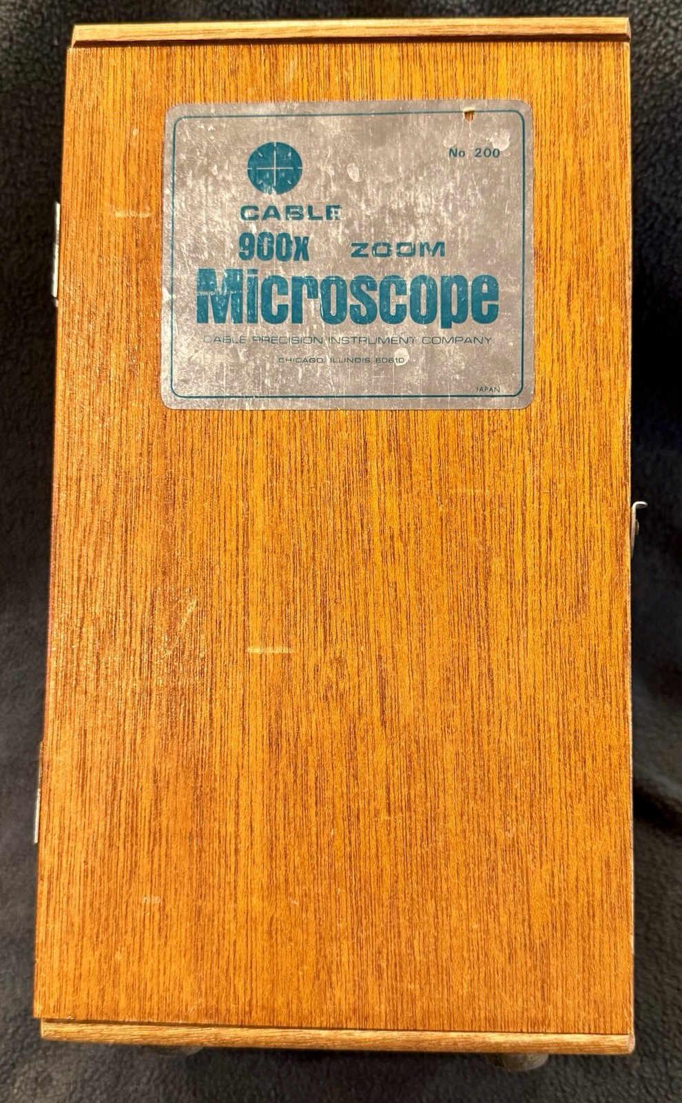 Vintage Cable 900X Zoom Microscope No. 200 Japan Wood Case Tested Focus Works Vintage Cable 900X Zoom Microscope No. 200 Japan Wood Case Tested Focus Works