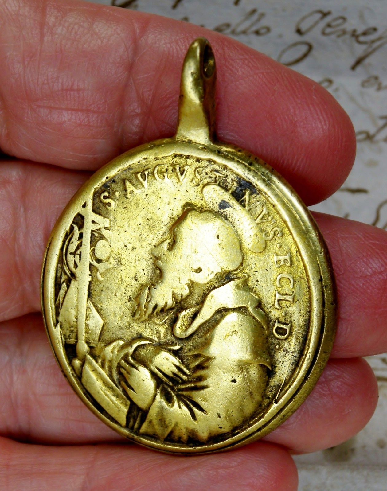 ANTIQUE 18TH CENTURY SAINT AUGUSTINE N.S. Del Pilar Bronze Pilgrimage Medal ANTIQUE 18TH CENTURY SAINT AUGUSTINE N.S. Del Pilar Bronze Pilgrimage Medal
