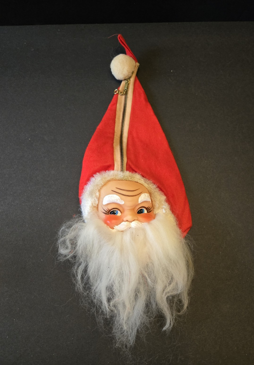 Vtg Mid Century MCM Christmas Santa Claus Felt Zipper Pouch Candy Bag Japan 12" Vtg Mid Century MCM Christmas Santa Claus Felt Zipper Pouch Candy Bag Japan 12"