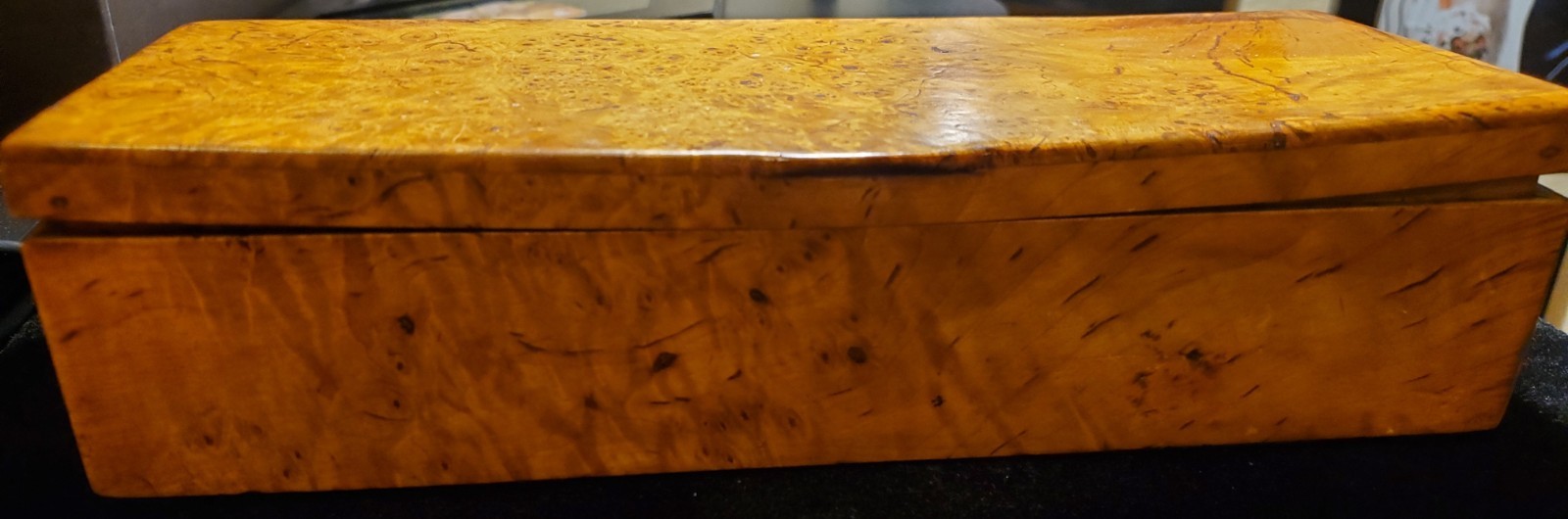Antique c1920 Art Deco Handmade Solid Karelian Birch Trinket Box Knuckle Hinged Antique c1920 Art Deco Handmade Solid Karelian Birch Trinket Box Knuckle Hinged