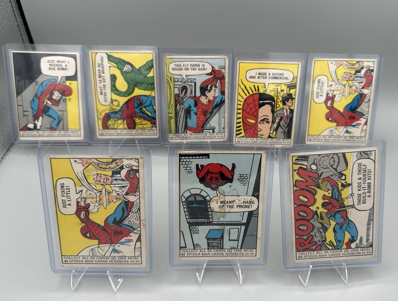 1966 Marvel Super Heroes Spider-Man Lot Of 8 MTC Vintage Trading Cards