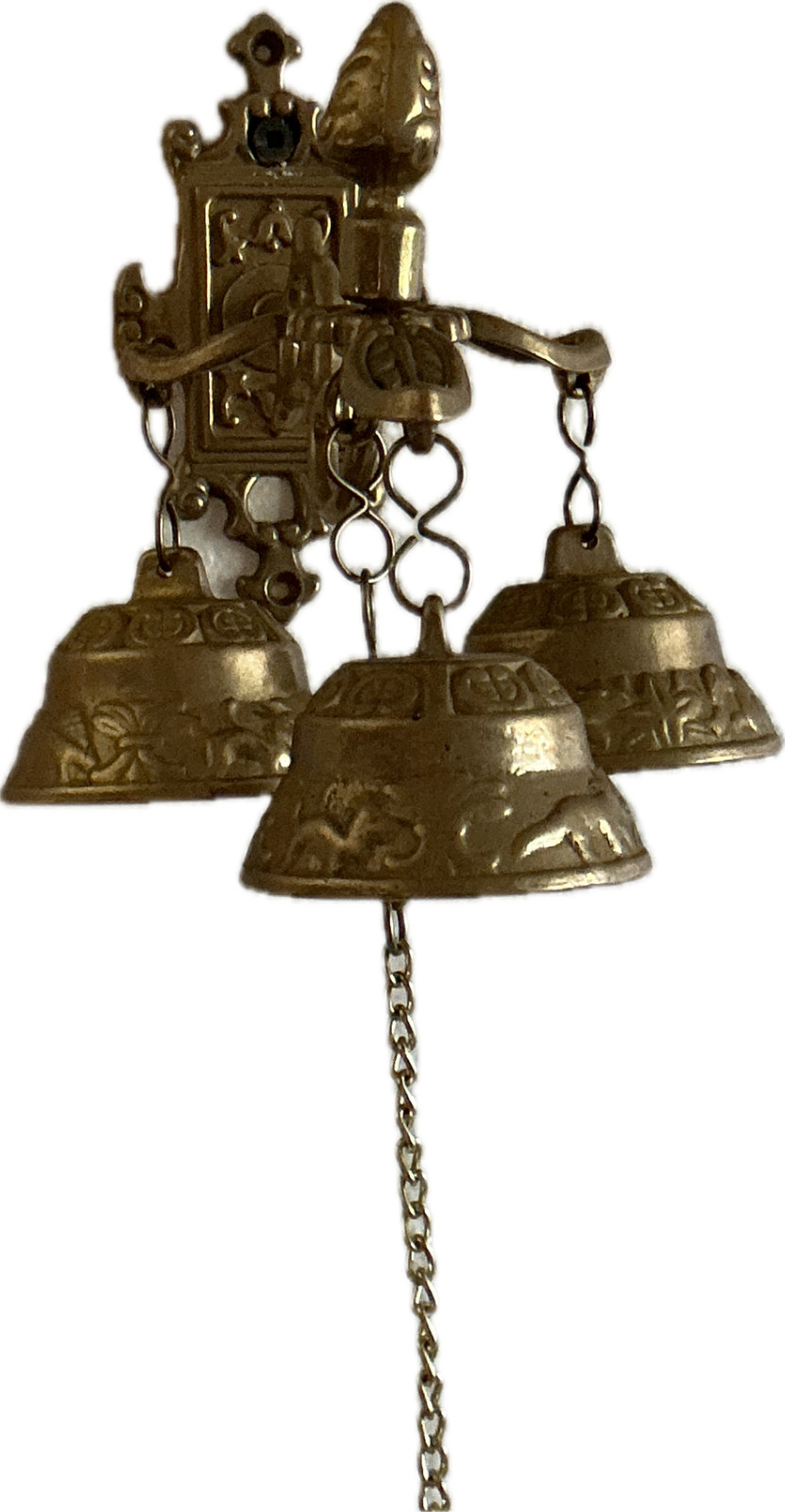 Vintage Solid Brass Triple Bell Wall Mount Hanging Chime Ornate Entry Doorbell Vintage Solid Brass Triple Bell Wall Mount Hanging Chime Ornate Entry Doorbell