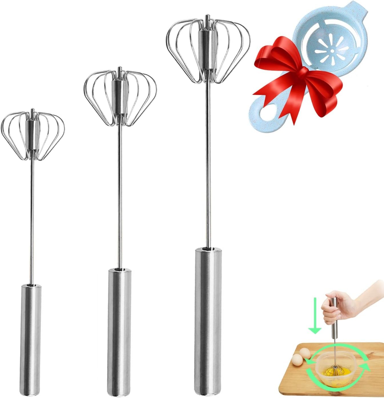 Semi-automatic Whisk Stainless Steel Egg Beater Hand Push for Cream Semi-automatic Whisk Stainless Steel Egg Beater Hand Push for Cream