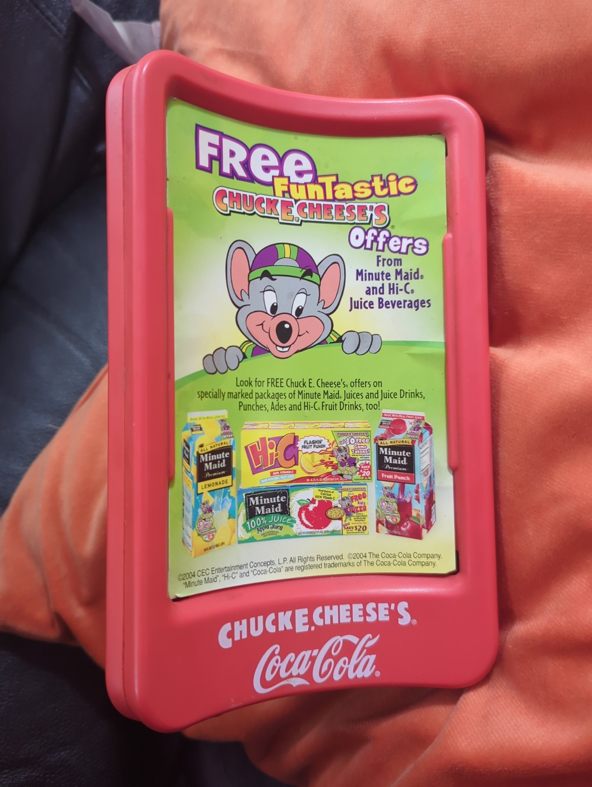 Chuck E. Cheese’s Vintage Three Side Plastic Table Signs Coca Cola Advertising Chuck E. Cheese’s Vintage Three Side Plastic Table Signs Coca Cola Advertising