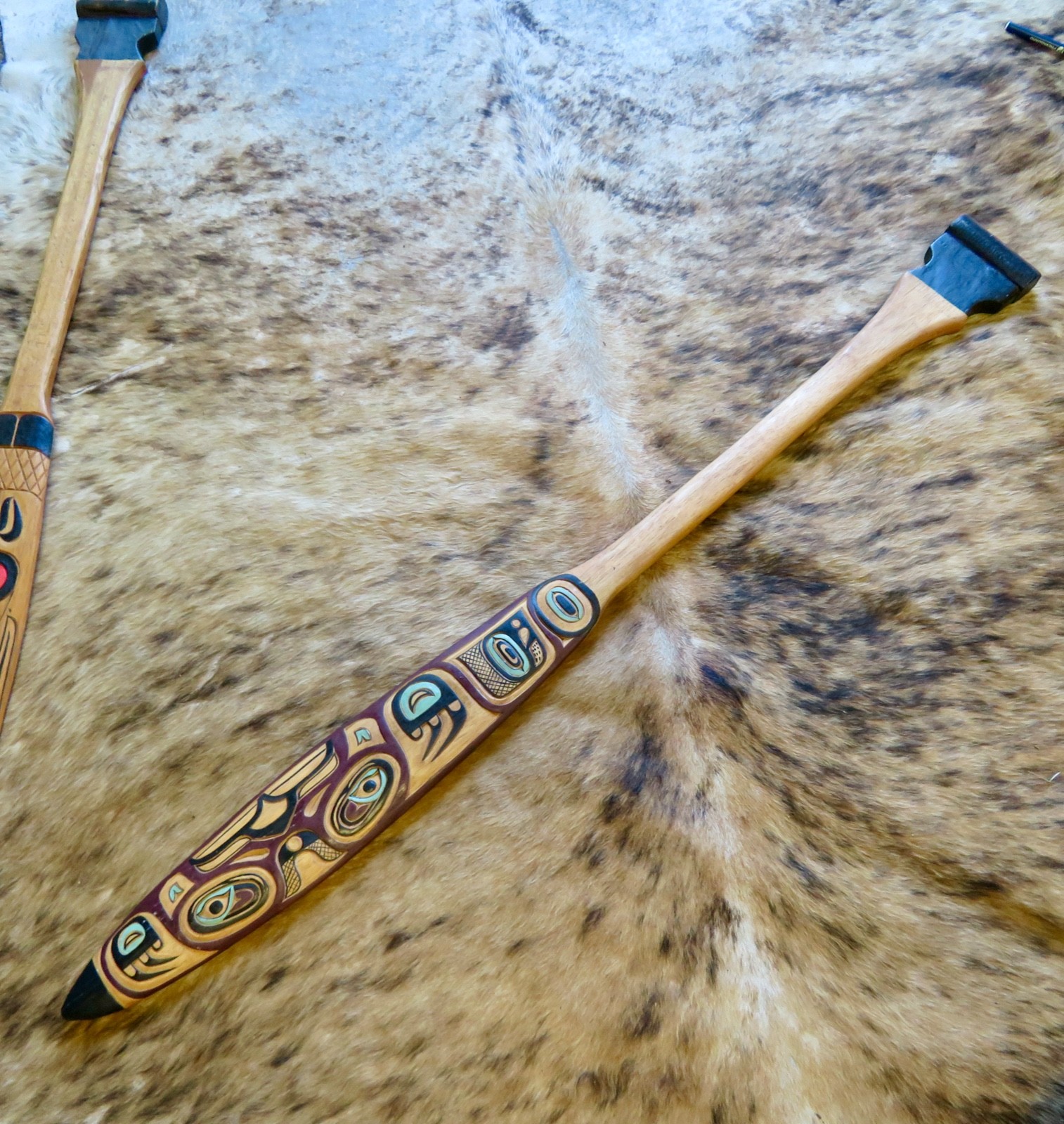 Vintage Northwest Coast Hand Carved Wood Dance Paddle 41" Haida Tlingit Style Vintage Northwest Coast Hand Carved Wood Dance Paddle 41" Haida Tlingit Style