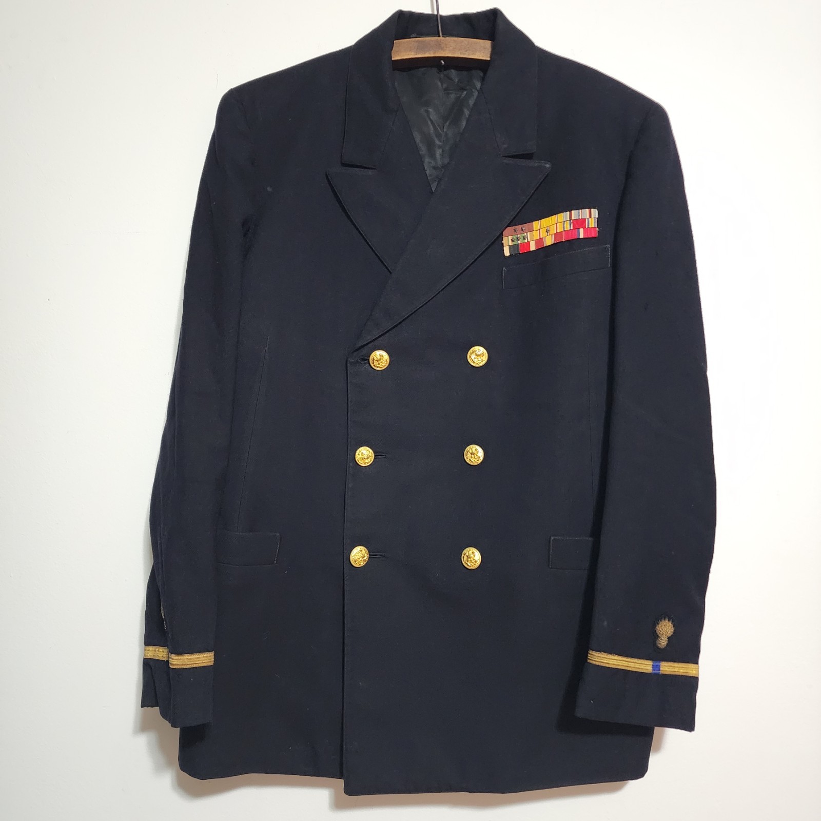 Named WWII USN Officer Overcoat James E Hagen CWO Gunner Two-Ocean Veteran Named WWII USN Officer Overcoat James E Hagen CWO Gunner Two-Ocean Veteran