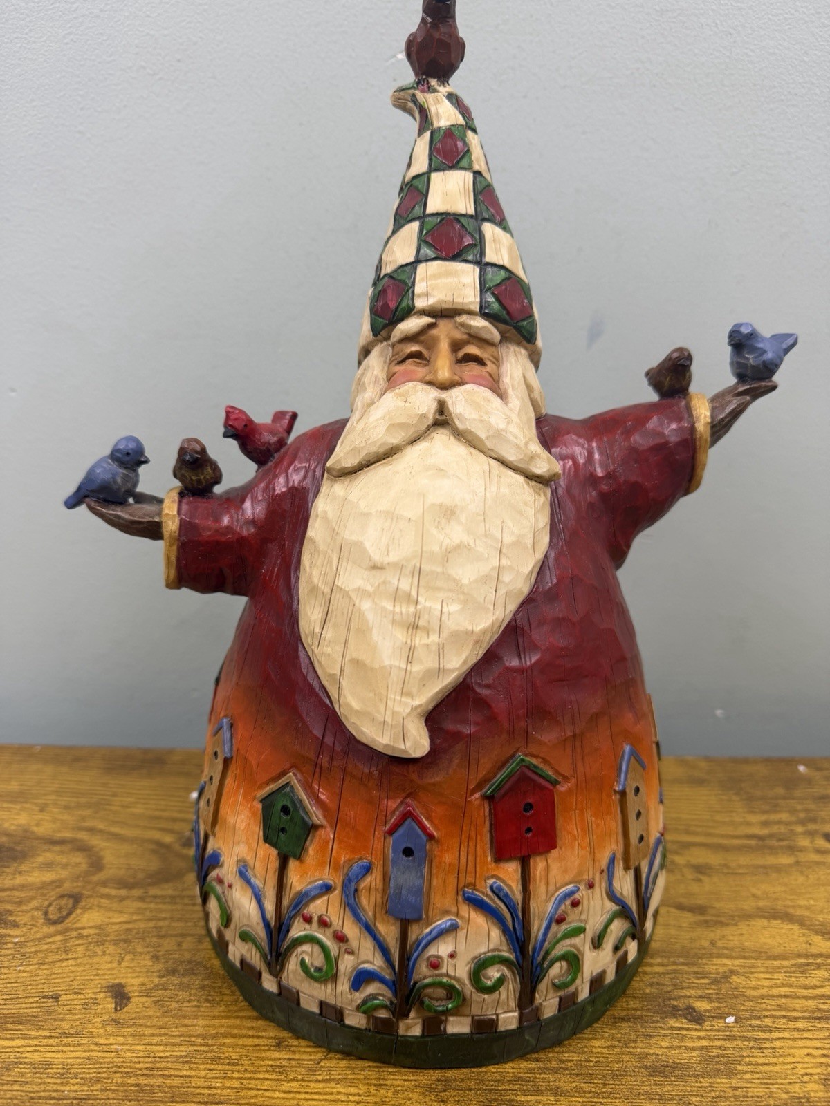 2002 Enesco Heartwood Creek Jim Shore Wood Carved Santa & Birds 105532 10.5” 2002 Enesco Heartwood Creek Jim Shore Wood Carved Santa & Birds 105532 10.5”