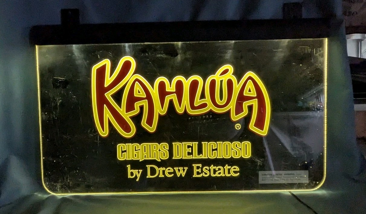 Vintage Kahlua Cigars Delicioso by Drew Estate LED Lighted Sign - 24x14 (2002)