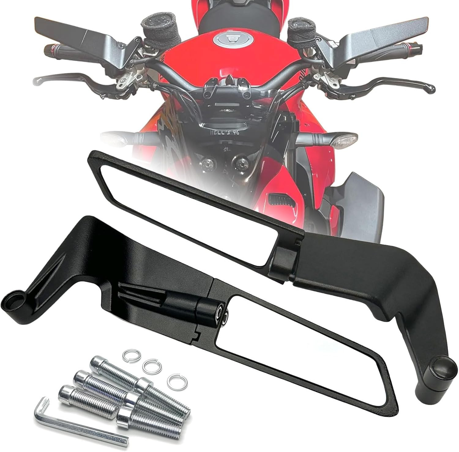 Motorcycle Mirrors Stealth Wind Wing Side Rearview Mirrors Compatible with Ducat Motorcycle Mirrors Stealth Wind Wing Side Rearview Mirrors Compatible with Ducat