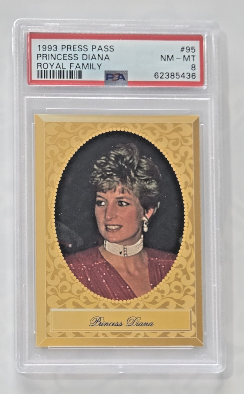 Princess Diana 1993 Press Pass Royal Family #95 PSA Near Mint-Mint "8" LOW POP Princess Diana 1993 Press Pass Royal Family #95 PSA Near Mint-Mint "8" LOW POP