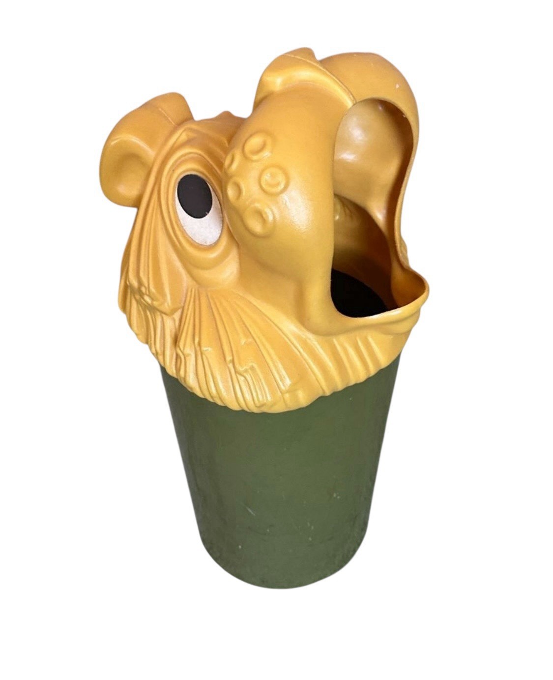 Vintage Fesco Circus Lion Kid's Plastic Trash Can Bin Green Vintage Fesco Circus Lion Kid's Plastic Trash Can Bin Green
