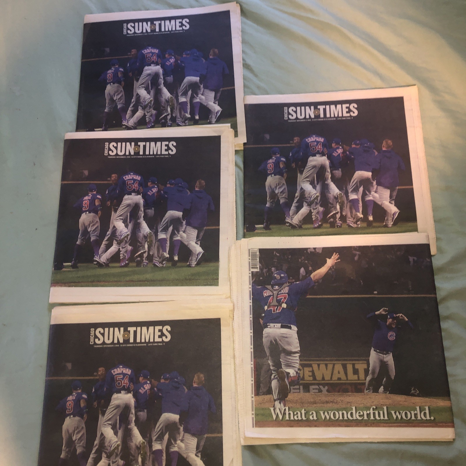 Chicago Cubs Win World Series Chicago Sun Times 11/3/16 full newspaper Chicago Cubs Win World Series Chicago Sun Times 11/3/16 full newspaper
