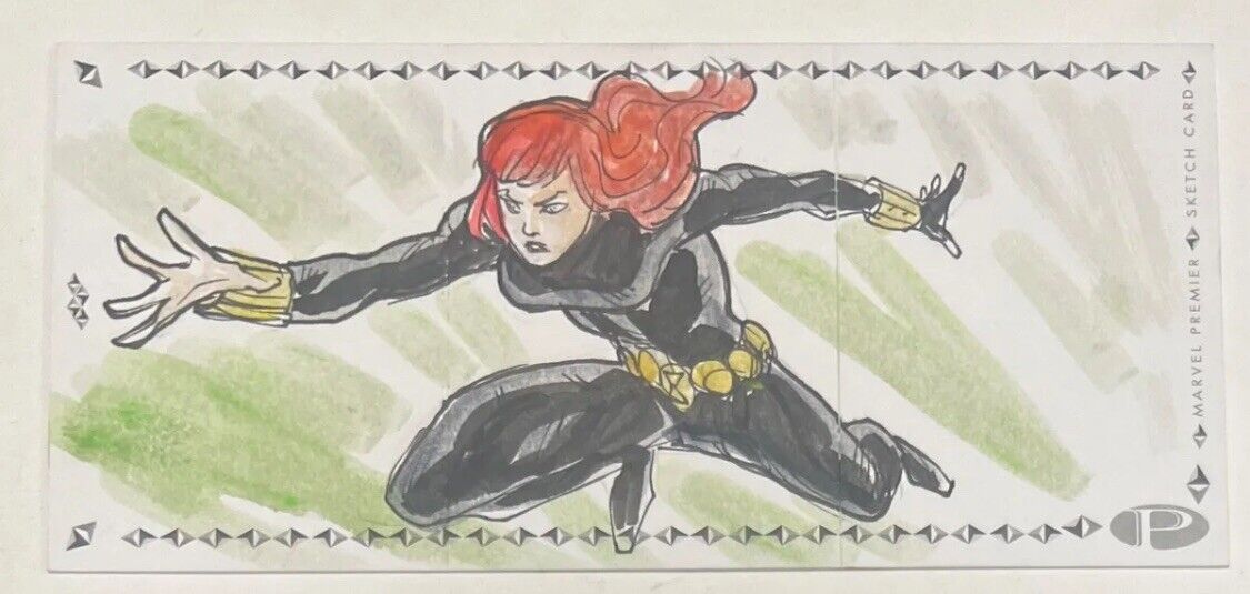 2019 Upper Deck Marvel Premier Triple-Panel Sketch Black Widow by Marco Carrillo