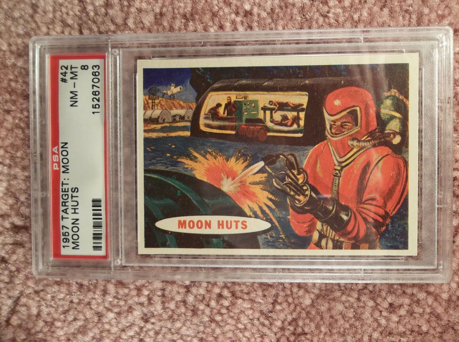 1957 TOPPS TARGET MOON # 42 MOON HUTS PSA 8 GRADED SPACE AGE SC-FI RELIC