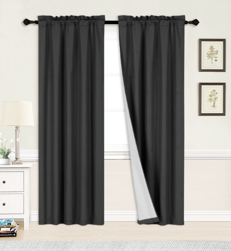 2pc light blocking window curtain panel microfiber mate blackout solid R64 2pc light blocking window curtain panel microfiber mate blackout solid R64