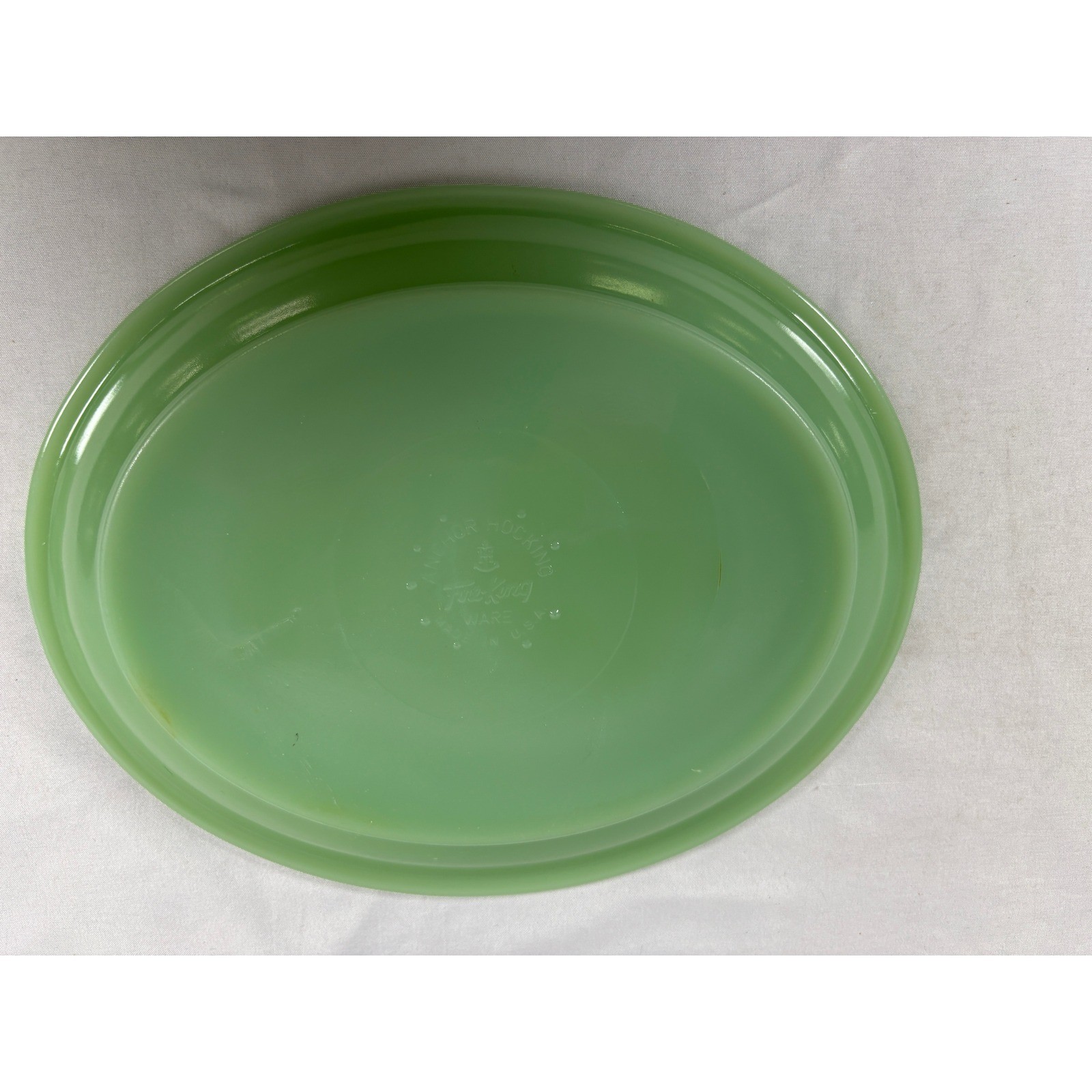 Vintage Anchor Hocking Fire-King Jadeite Oval Platter Green Milk Glass 1292 Vintage Anchor Hocking Fire-King Jadeite Oval Platter Green Milk Glass 1292