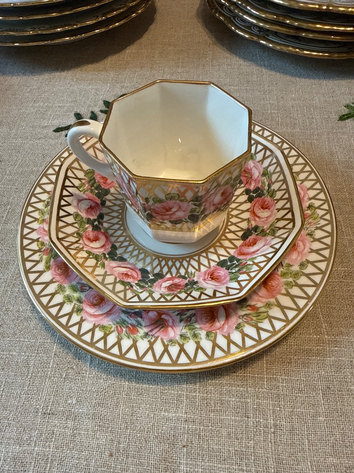 Antique Stevenson Hancock Derby King Street Pink Rose Trio Duo Cup Saucer T Good