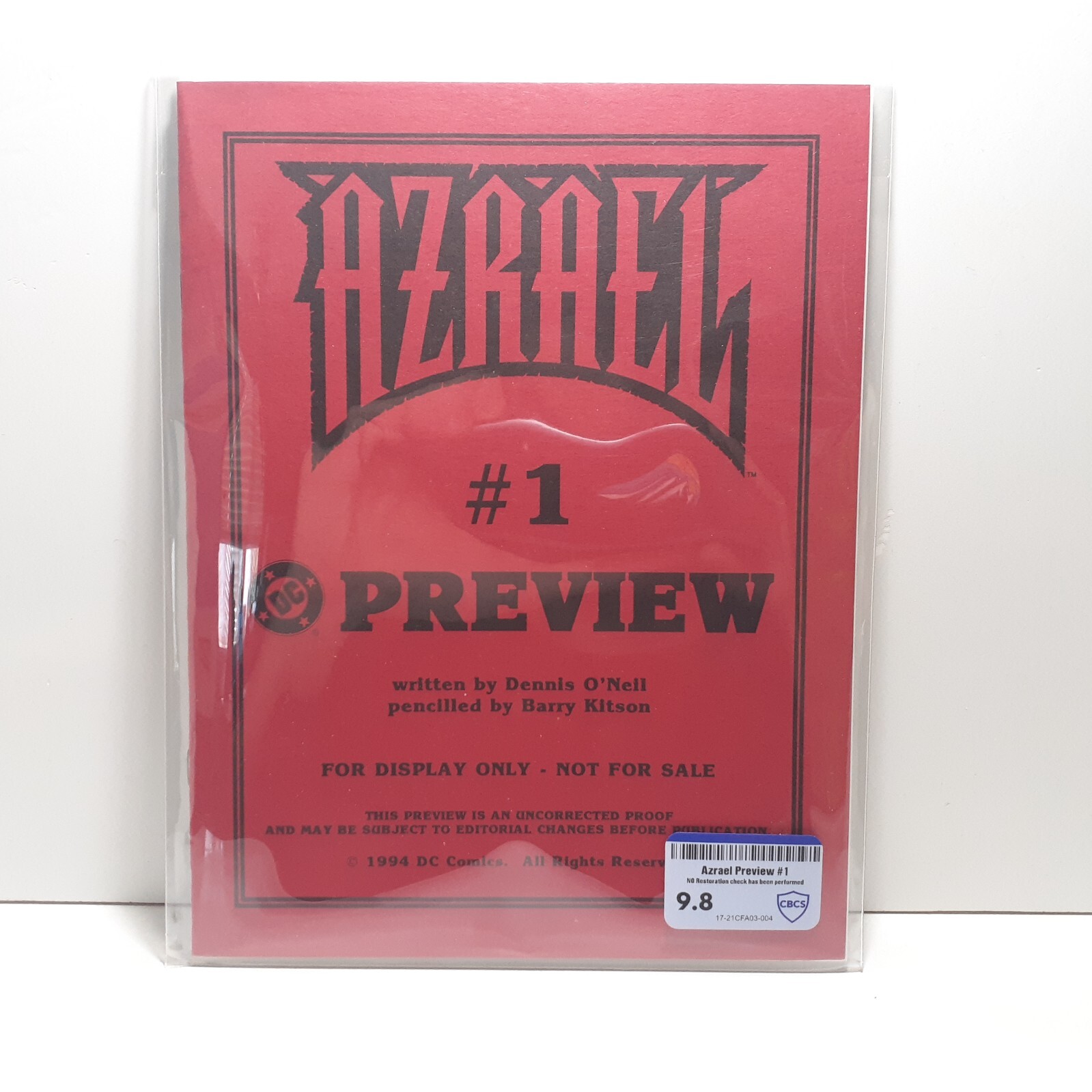Azrael Preview #1 (1994) CBCS 9.8 Not For Sale Promo DC Comics Azrael Preview #1 (1994) CBCS 9.8 Not For Sale Promo DC Comics