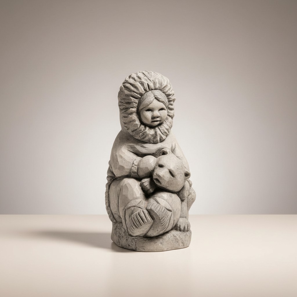ACE Alaska Glacial Ice Age Inuit Child Polar Bear Figurine VTG 1985 Sculpture ACE Alaska Glacial Ice Age Inuit Child Polar Bear Figurine VTG 1985 Sculpture