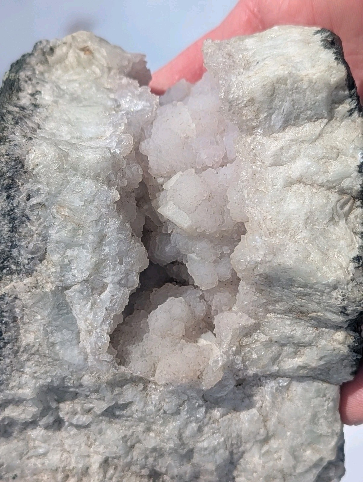 Fluorapophyllite On Chalcedony On Datolite, Roncari Quarry, East Granby, Conn. Fluorapophyllite On Chalcedony On Datolite, Roncari Quarry, East Granby, Conn.