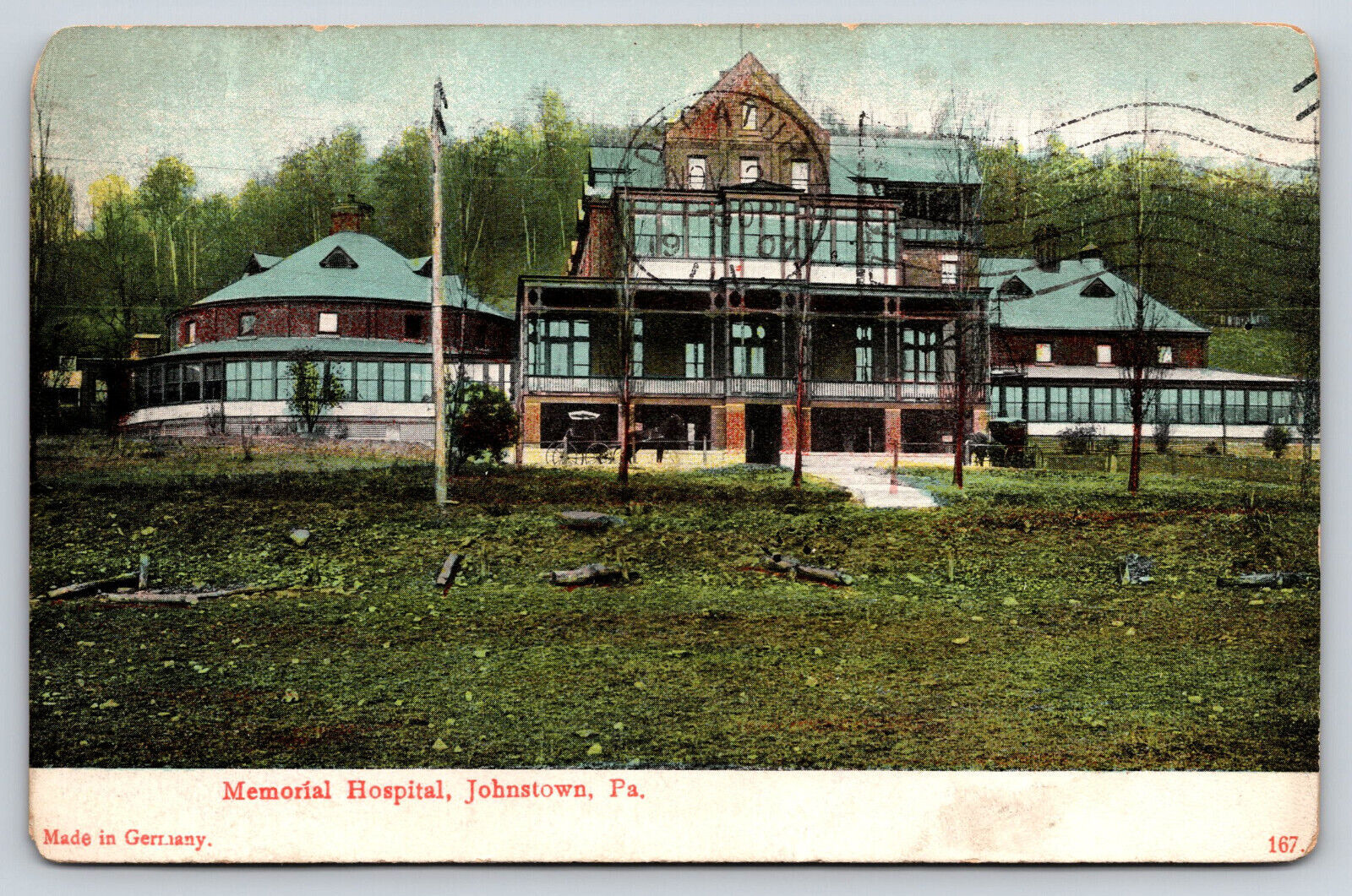 Original Vintage Outdoor Postcard Memorial Hospital Johnstown Pennsylvania 1907