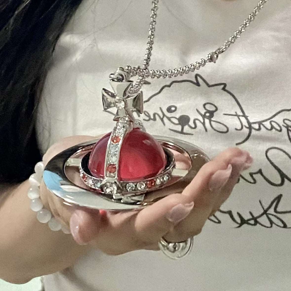 Vintage Vivienne Westwood Crystal Heart Orb Pendant Necklace VW Gift with Vintage Vivienne Westwood Crystal Heart Orb Pendant Necklace VW Gift with