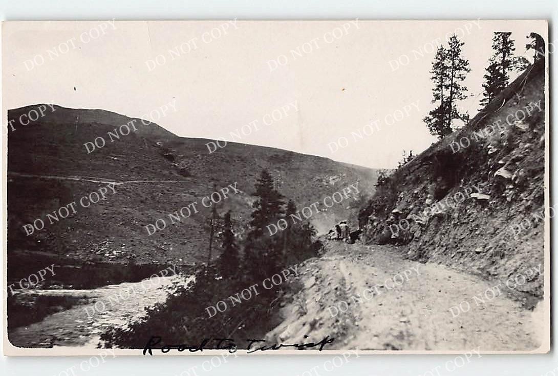 Dirt Road To Twisp, Washington RPPC Okanogan County 1910s Antique Photo Postcard