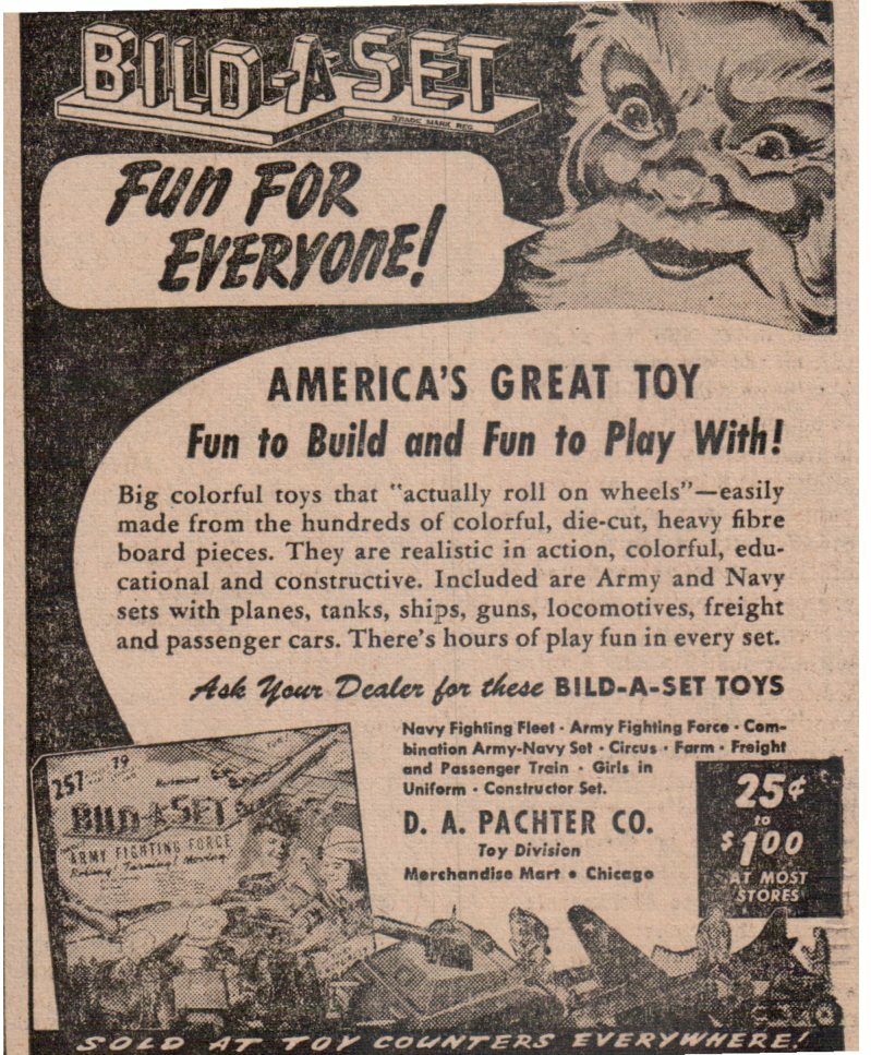 1940’s “Bild-A-Set" Toy Chicago Santa Christmas Newspaper Ad