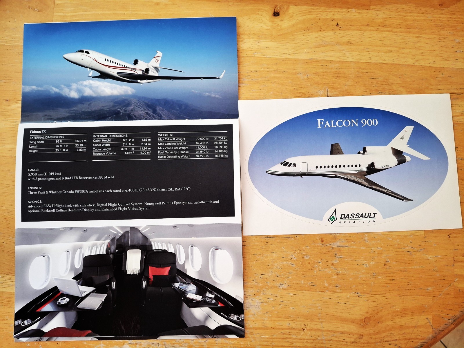 DASSAULT FALCON Family Facts Brochure 7X 900LX 2000LX 2000S + FALCON 900 Sticker