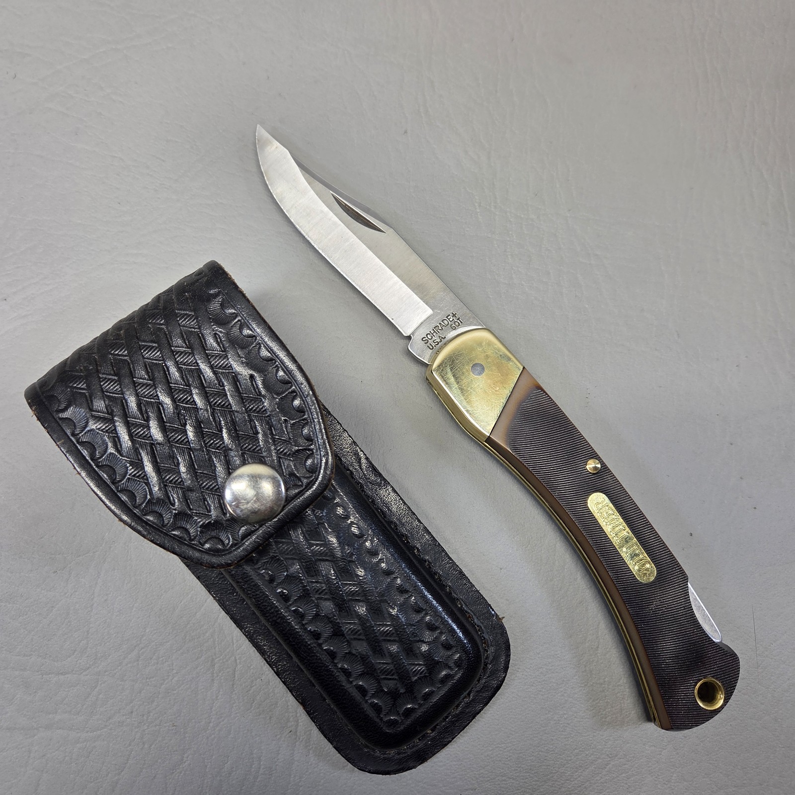 Vintage Schrade USA Old Timer 6OT Golden Bear Lock Back Pocket Knife w/Sheath Vintage Schrade USA Old Timer 6OT Golden Bear Lock Back Pocket Knife w/Sheath