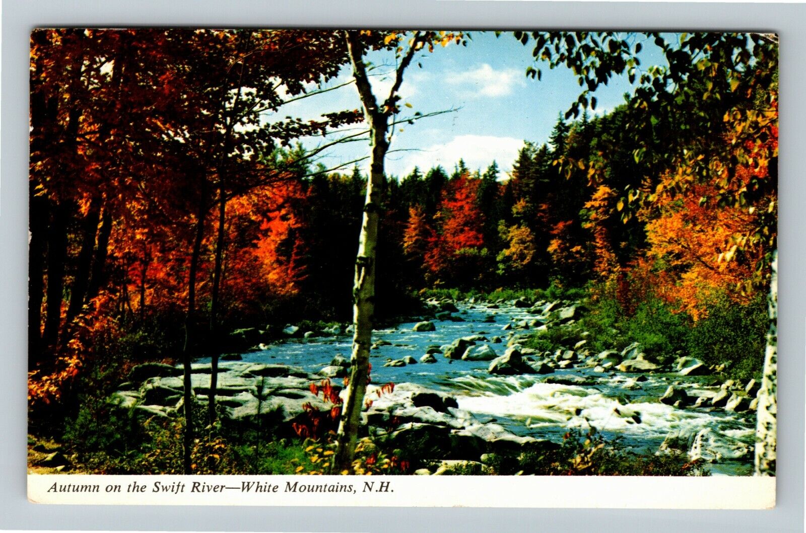 White Mountains NH-New Hampshire, Autumn on Swift River, c1971 Vintage Postcard