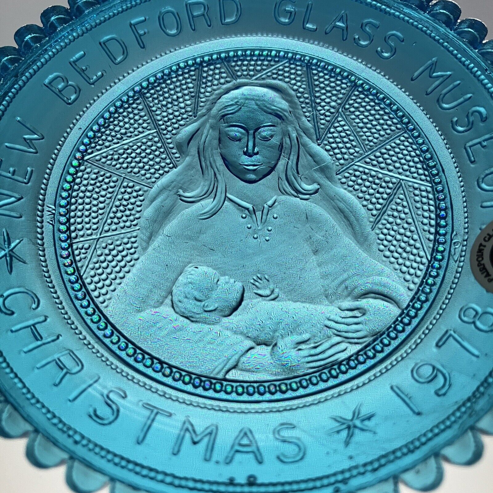 Madonna w Child New Bedford Glass Museum VTG Christmas Decor Pairpoint Cup Plate