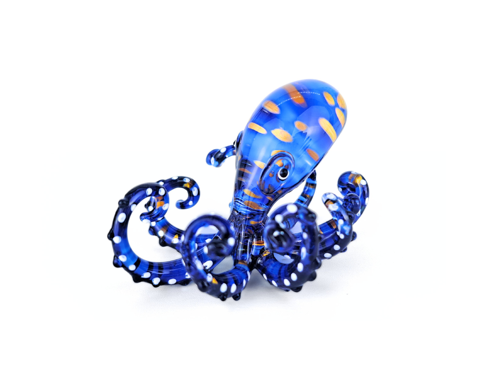 Hand Blown Glass Octopus Figurine Blue Gold Marine Art Ocean Decor Squid Hand Blown Glass Octopus Figurine Blue Gold Marine Art Ocean Decor Squid