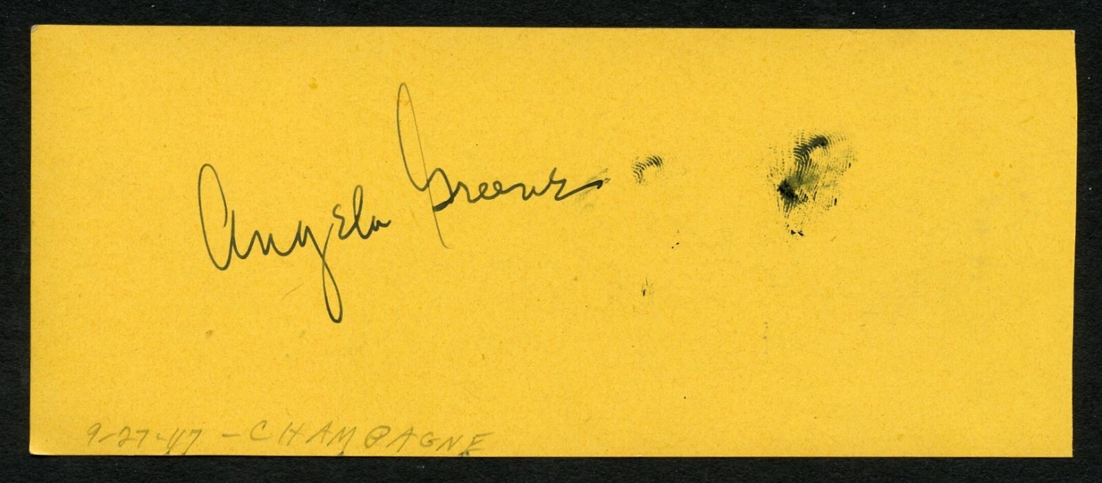 Angela Greene d1978 & Allan Jones d1992 signed 2x5 cut autograph auto on 9-27-47