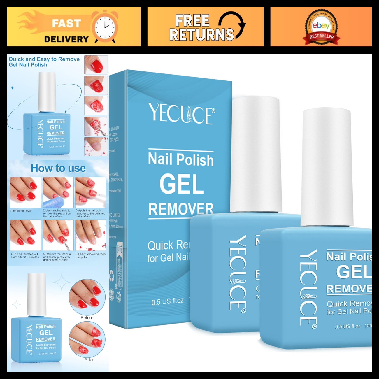 Gel Nail Polish Remover, (2pcs) Gel Polish Remover for Nails, No Need for Foil, Gel Nail Polish Remover, (2pcs) Gel Polish Remover for Nails, No Need for Foil,